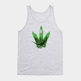 Green Dinosaur Silhouette inside Claw Tank Top